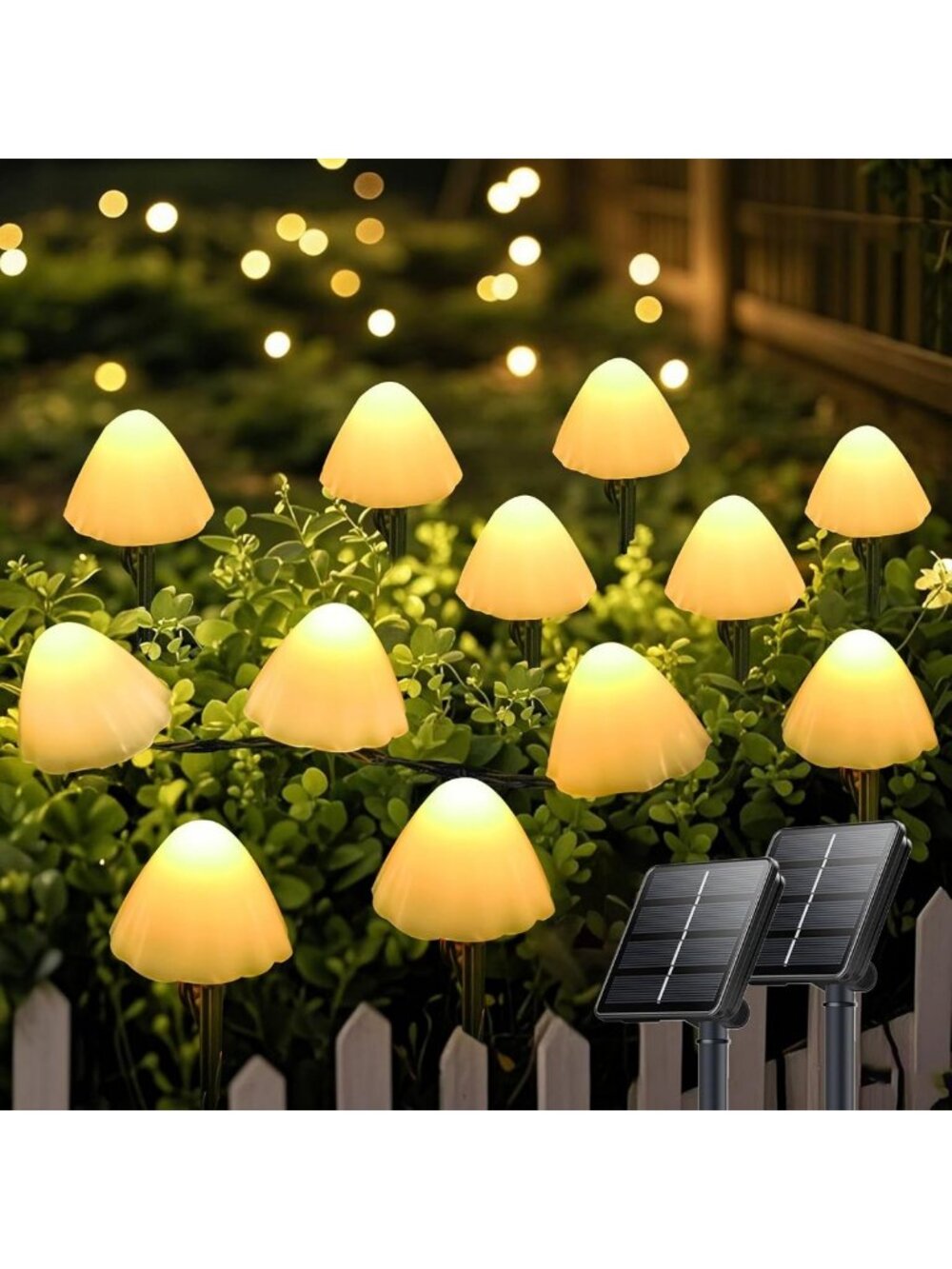 2 Pack 32 LED Solar Garden Lights - Waterproof Outdoor String Lights, 8 Modes